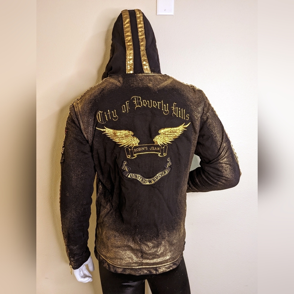 Men's L Robin's Jean Zip Hoodie Black/Gold